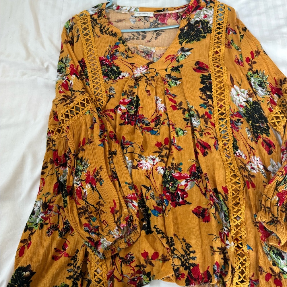 Floral Mustard Women's Top